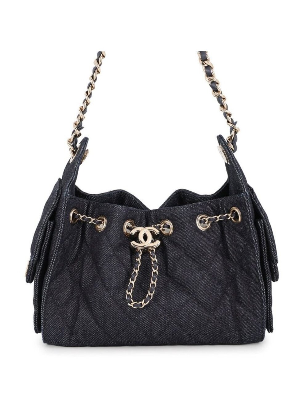 Chanel Chain Shoulder Bag 25 Mini Denim CC Logo Black